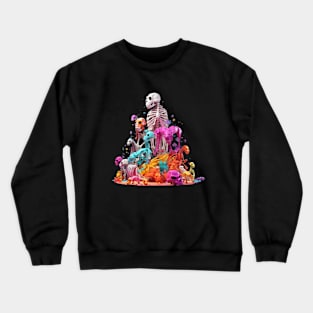 colorful preppy skeleton in the people and animal style Crewneck Sweatshirt